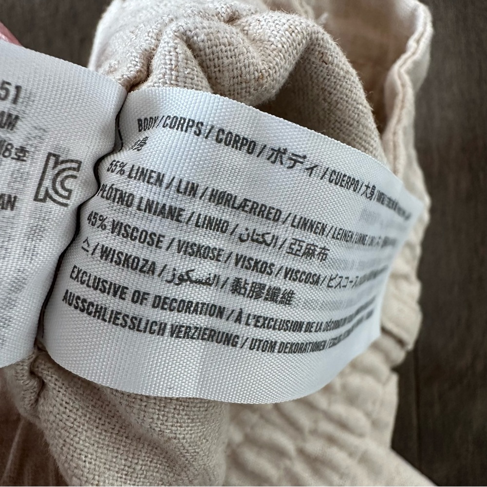 Hollister Linen Blend Shorts Tan Smocked Waist Tan Khaki Size S - Picture 6 of 7